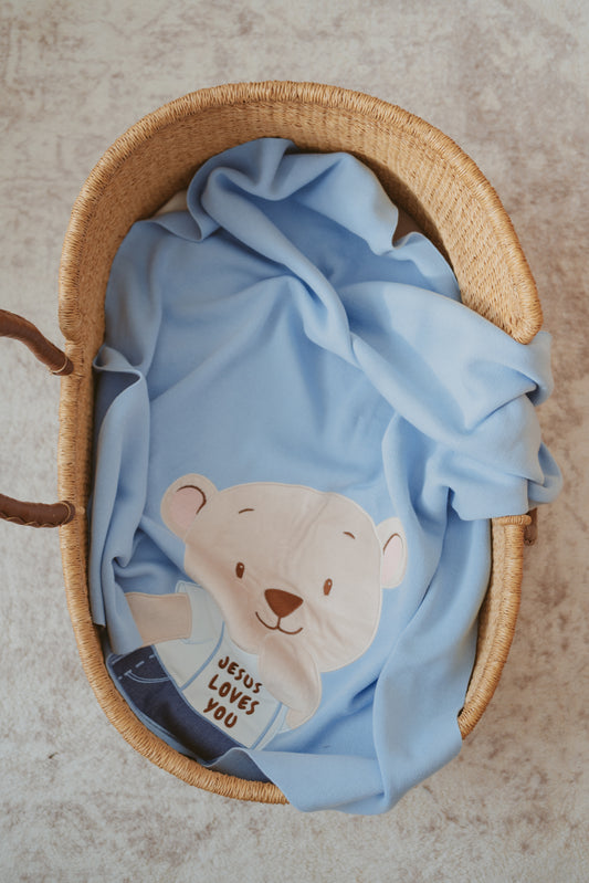 Jesus Loves You Knit Baby Blanket - 100% Cotton