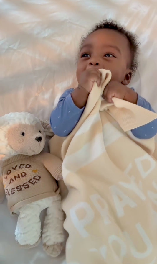 We Prayed For You Knit Baby Blanket 100% Cotton