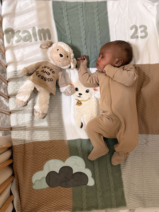 Goodness & Mercy Knitted Baby Blanket 100% Cotton